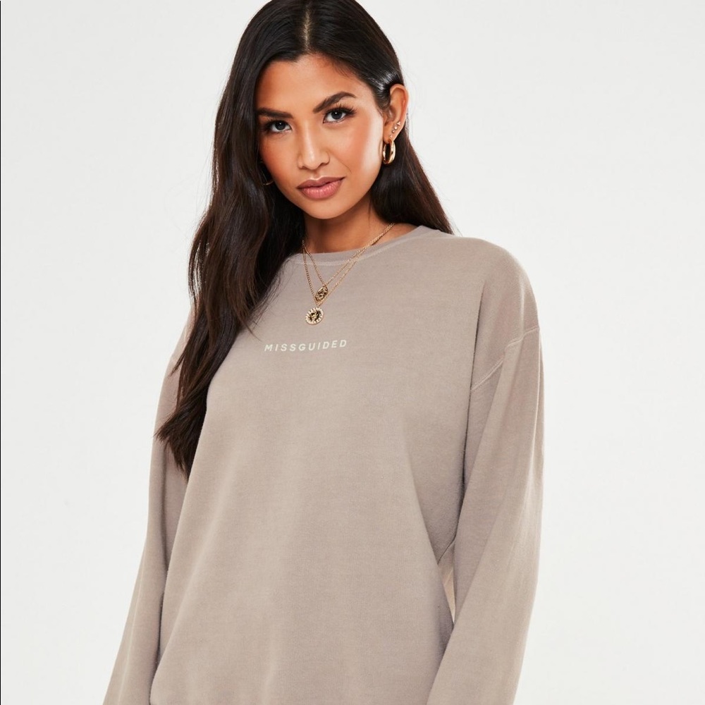 Sand Missguided Slogan Washed Sweatshirt